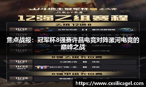 焦点战报：冠军杯8强赛许昌电竞对阵漯河电竞的巅峰之战